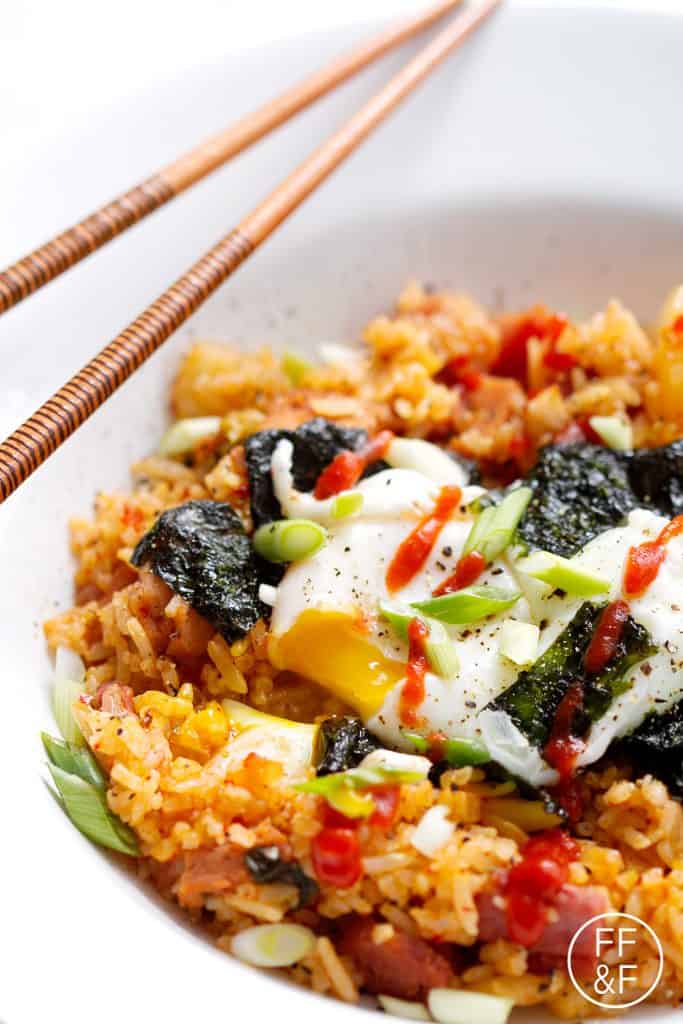 This Kimchi Fried Rice dish is the perfect recipe to use leftover ham and rice. This recipe can be made allergy friendly (gluten, dairy, shellfish, nut, egg, and soy free) and suits the paleo diet.