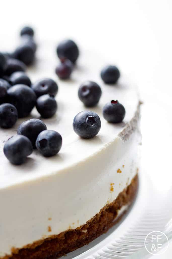 Egg Free Blueberry Swirl Cheesecake