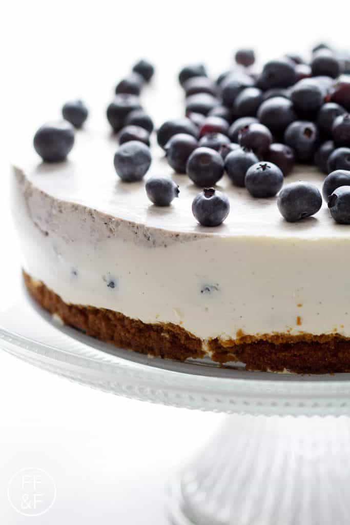 Egg Free Blueberry Swirl Cheesecake