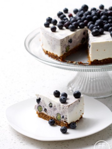 Lactose Free Blueberry Swirl Cheesecake