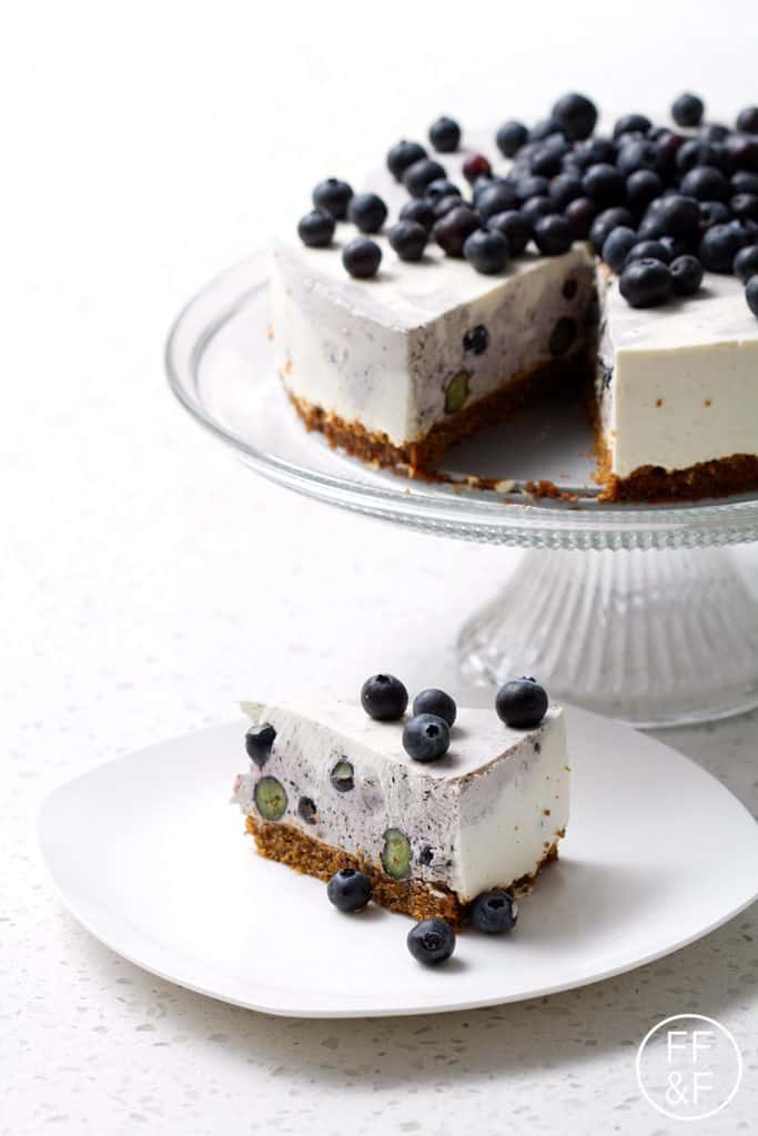 Lactose Free Blueberry Swirl Cheesecake
