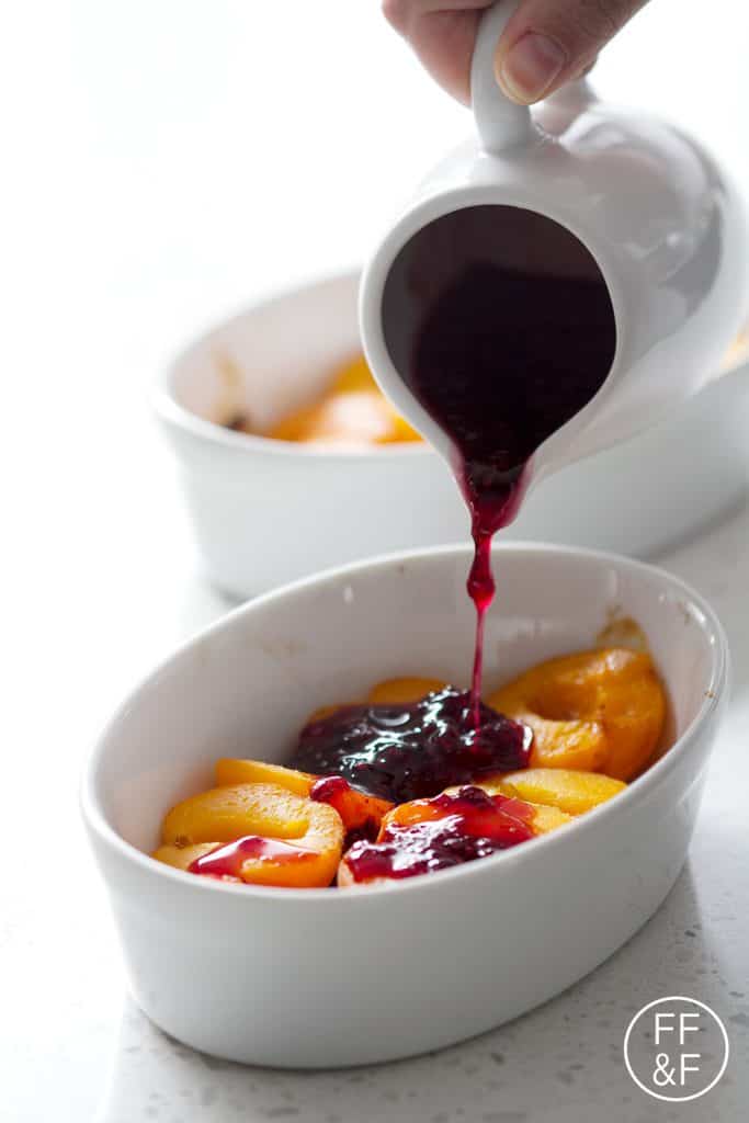 Roasted Apricots with a Blackberry Sage Syrup