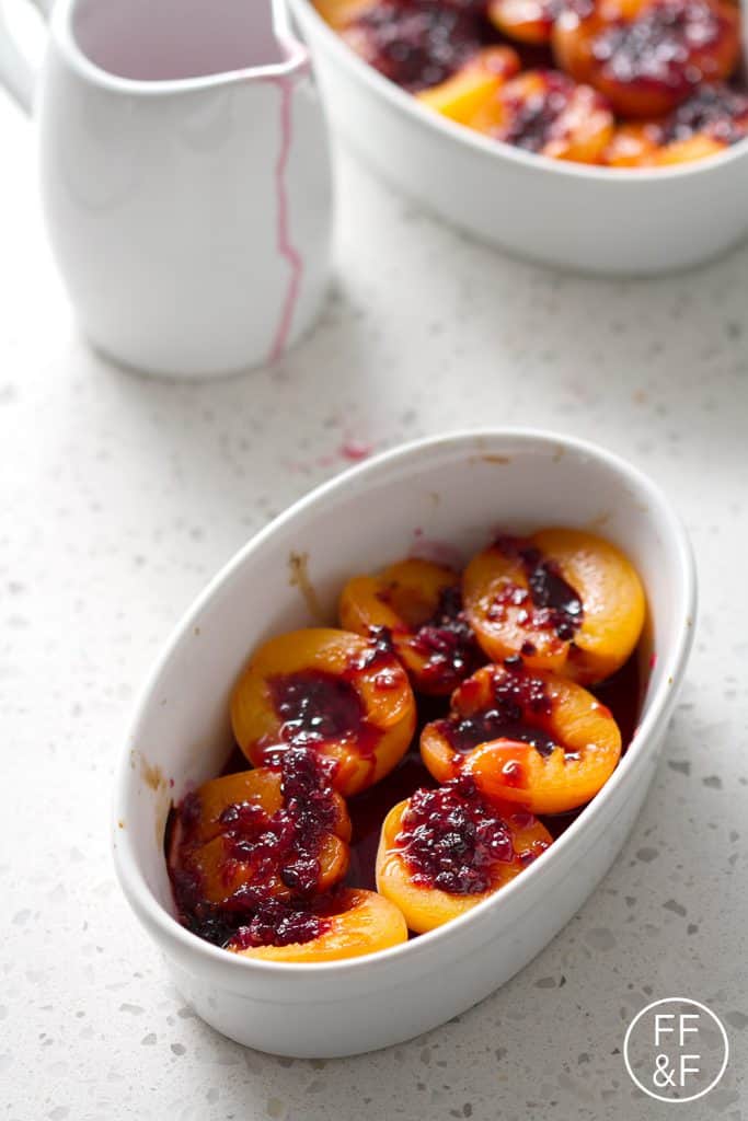 Roasted Apricots with a Blackberry Sage Syrup