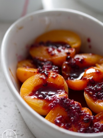 Roasted Apricots with a Blackberry Sage Syrup