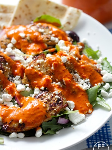 Grilled Chicken Salad with a Roasted Red Pepper Dressing from Bon Aippetit