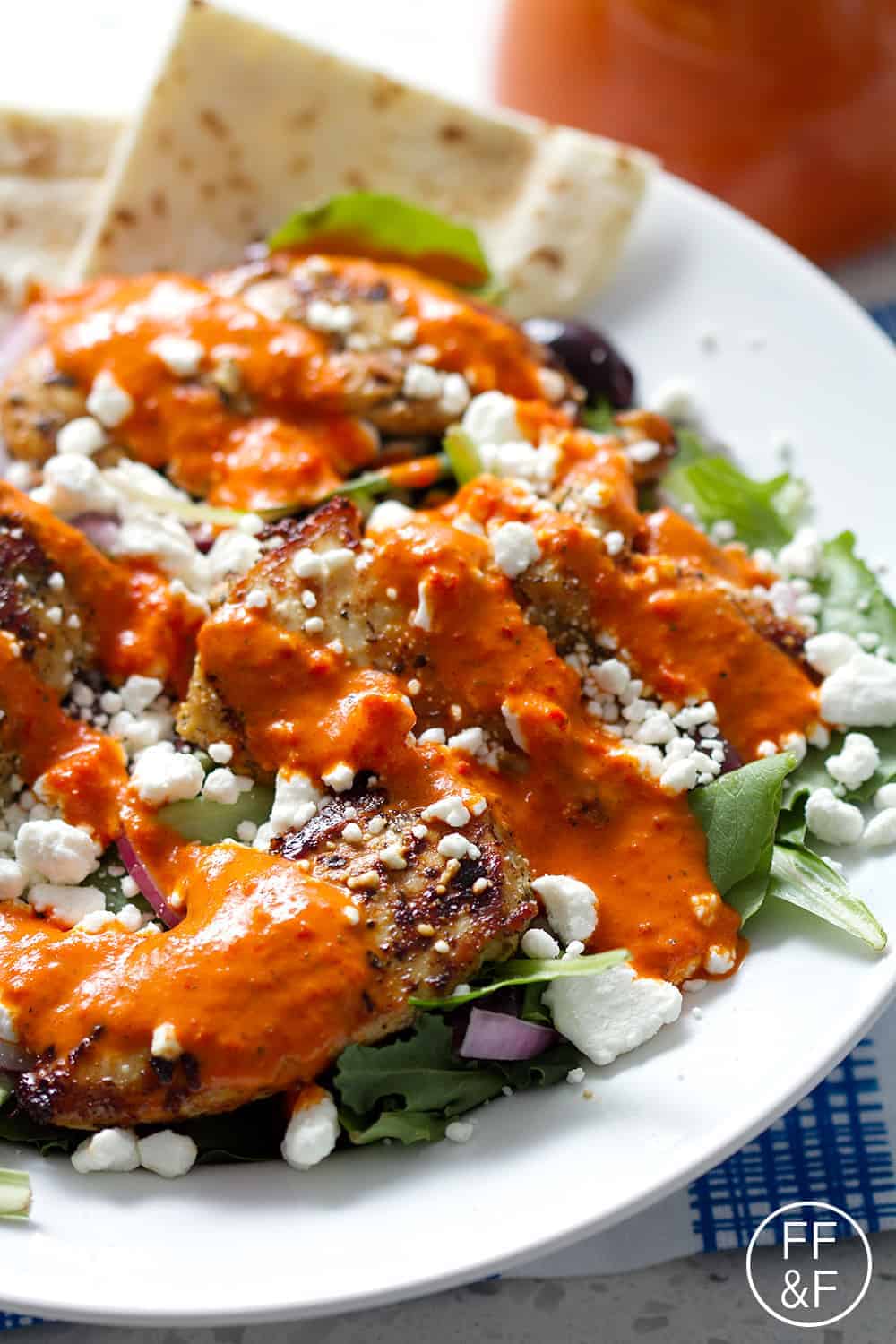 Grilled Chicken Salad with a Roasted Red Pepper Dressing from Bon Aippetit