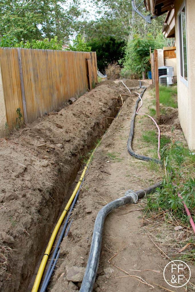 Here is the hose, which starts at the concrete mixer, in the side yard on it's way to the pool area. #bethhomeproject