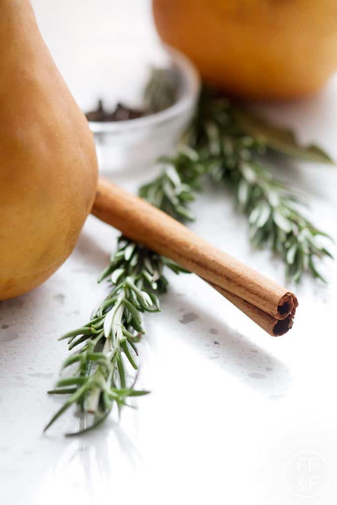 Poached Pears with Rosemary and Bourbon