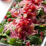Spinach Salad with Barley with Grapes and Pickled Onions