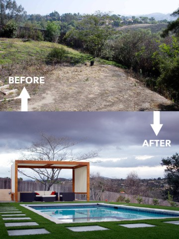 Before and after photos of my backyard. Big change, right?!? You should see the rest of the photos!