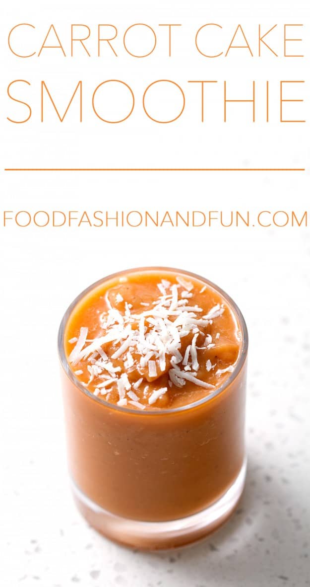 Carrot Cake Smoothie. It's made with carrot juice and no sugar so it's super healthy. This recipe is allergy friendly (gluten, dairy, shellfish, nut, egg, and soy free) and suits the autoimmune protocol diet (AIP), paleo and vegan diets.