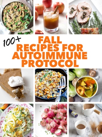 multiple images of fall AIP recipes with text