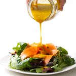 I’m not a fan of super sweet salad dressings but I like this Pumpkin Maple Vinaigrette. The maple syrup adds just a little bit of sweetness. Not sugary sweet just natural pumpkin sweet. It’s a great balance between sweet and savory.