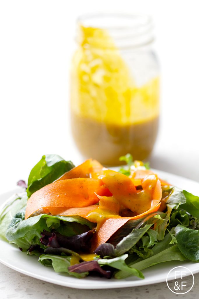 I’m not a fan of super sweet salad dressings but I like this Pumpkin Maple Vinaigrette. The maple syrup adds just a little bit of sweetness. Not sugary sweet just natural pumpkin sweet. It’s a great balance between sweet and savory.