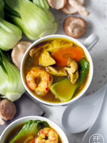 Save this recipe for Shrimp, Bok Choy and Tumeric Soup for the next time you get a cold. It's a lifesaver when you're feeling under the weather.