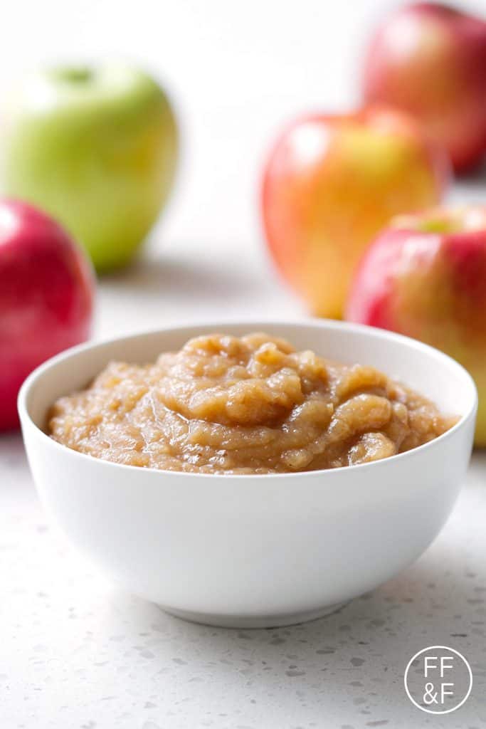 A recipe for applesauce that is so easy, you don't even need to peel the apples! Just chop and throw them in the slow cooker. This is the best recipe for busy moms or just busy people.