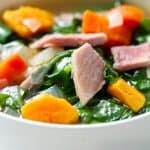 Save the bone and a few cups of leftover ham from last night’s glazed ham to make this Leftover Ham Bone Soup. It’s packed with colorful and good-for-you foods like carrots, sweet potatoes and spinach. This recipe is paleo/AIP that means gluten, dairy and nut free.