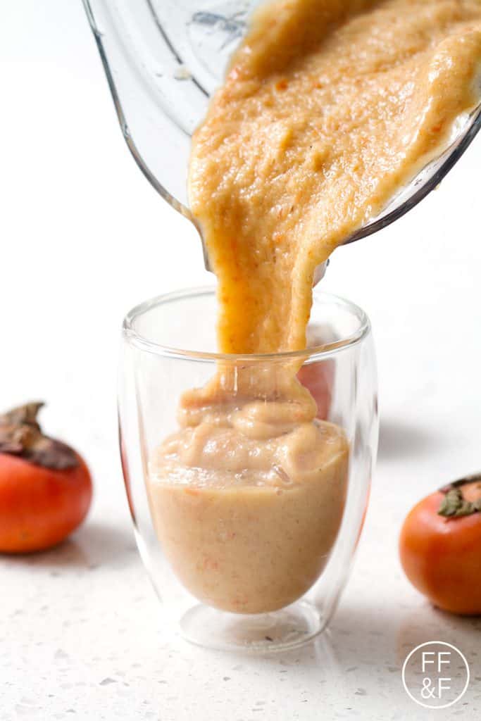 This recipe for Persimmon Chai Smoothie use uses only a few ingredients to create a healthy and delicious drink. Persimmons have a rather short season so take advantage and blend this seasonal smoothie. This drink is vegan and paleo/AIP.