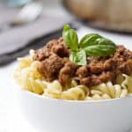 A tomato-less nomato sauce made of fresh veggies mixed with ground beef to create a not-so-classic Nomato Bolonese. This recipe is allergy friendly (gluten, dairy, shellfish, nut, egg, and soy free) and suits the autoimmune protocol diet.