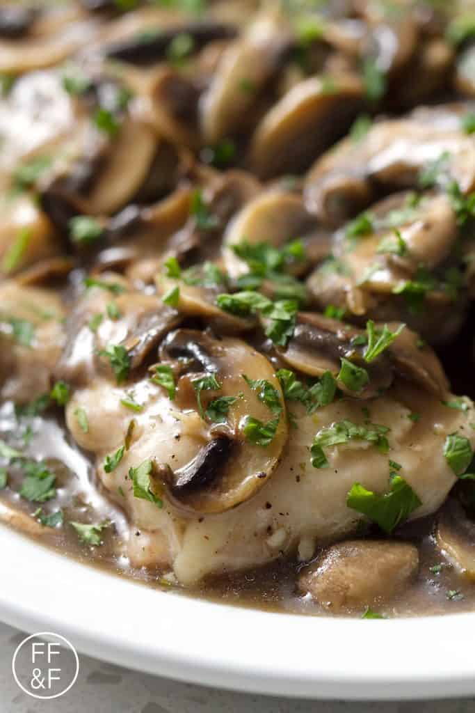 This easy Chicken Marsala recipe is made in one pan in less than thirty minutes! Traditionally this Italian American dish is made butter and breaded chicken. To make this dairy and gluten free, I’ve used olive oil and skipped the flour altogether. This recipe is allergy friendly (gluten, dairy, shellfish, nut, egg, and soy free) and suits the autoimmune protocol and paleo diets.
