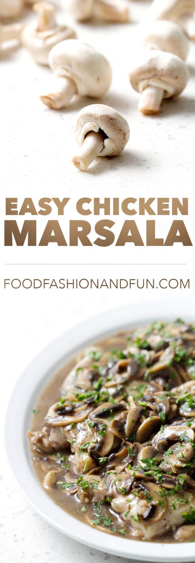 This easy Chicken Marsala recipe is made in one pan in less than thirty minutes! Traditionally this Italian American dish is made butter and breaded chicken. To make this dairy and gluten free, I’ve used olive oil and skipped the flour altogether. This recipe is allergy friendly (gluten, dairy, shellfish, nut, egg, and soy free) and suits the autoimmune protocol and paleo diets.