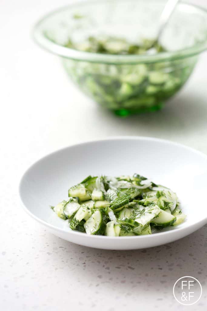 Here’s a refreshing and vinegary summer recipe, Cucumber Dill Salad. It’s made with fresh dill, cucumbers and a vinegary dressing that requires absolutely no cooking. It’s the perfect summer side dish. This recipe is allergy friendly (gluten, dairy, seafood, nut, egg, and soy free) and suits the autoimmune protocol and paleo diet.