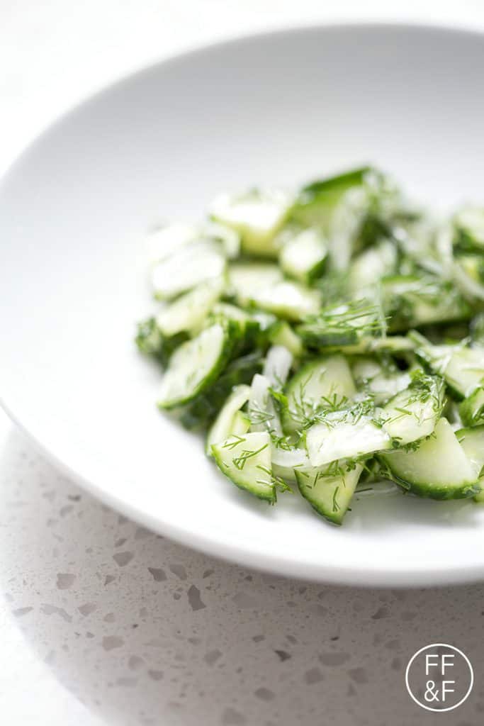 Here’s a refreshing and vinegary summer recipe, Cucumber Dill Salad. It’s made with fresh dill, cucumbers and a vinegary dressing that requires absolutely no cooking. It’s the perfect summer side dish. This recipe is allergy friendly (gluten, dairy, seafood, nut, egg, and soy free) and suits the autoimmune protocol and paleo diet.