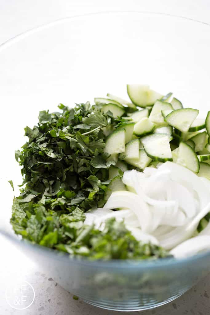 This Cucumber Herb Salad is perfect for a summer BBQ or an easy weeknight meal. It’s a refreshing salad made of fresh herbs and crisp cucumbers. This recipe is allergy friendly (gluten, dairy, seafood, nut, egg, and soy free) and suits the autoimmune protocol (AIP), paleo and vegan diets.