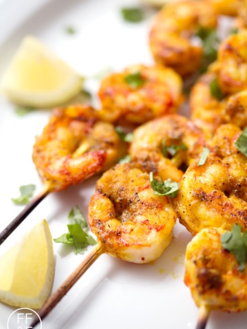 Here’s a Middle Eastern inspired seafood dish that’s light and delicious for summer grilling. Turmeric Grilled Shrimp is an easy recipe that your whole family will enjoy. This recipe is gluten, dairy, nut, egg, and soy free and suits the paleo diet.