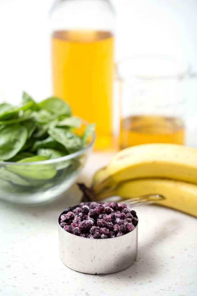 This Banana and Blueberry Spinach Smoothie is a healthy snack or addition to a meal. It’s a fruity smoothie filled with leafy greens that your kids (big or small) will enjoy. This recipe is allergy friendly (gluten, dairy, shellfish, nut, egg, and soy free) and suits the autoimmune protocol (AIP) and paleo diets.