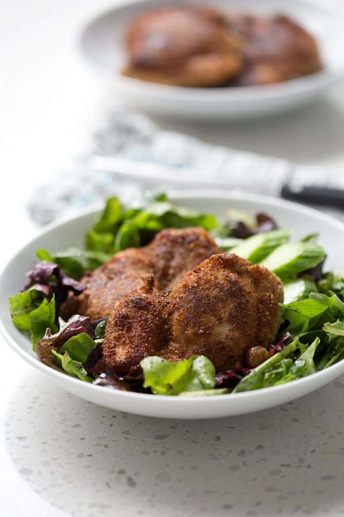 This Gluten Free Pan Fried Chicken Thighs recipe has a crispy exterior and juicy center just like the original recipe. It’s a easy and quick recipe that’s sure to become a family favorite. This recipe is allergy friendly (gluten, dairy, shellfish, nut, egg, and soy free) and suits the autoimmune protocol (AIP) and paleo diets.