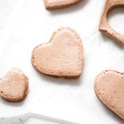 heart shaped chocolate marshmallows on white background