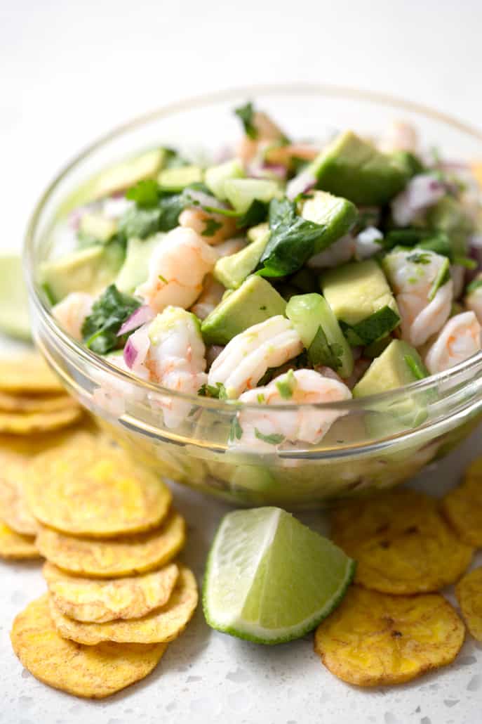 Shrimp Ceviche is an easy, no cook and oh so delicious appetizer, snack or side dish that’s totally AIP friendly. This recipe suits the Autoimmune Protocol (AIP) and Paleo diets.