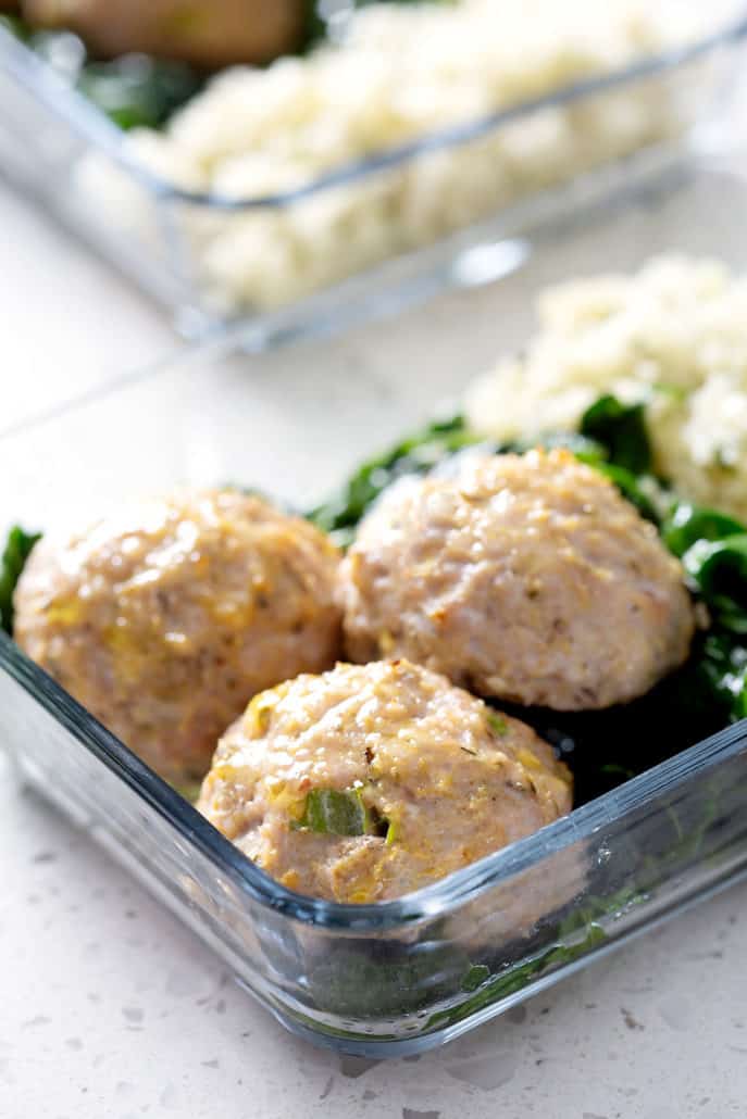 meatballs in glass dish on white counter