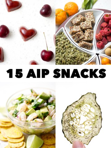four pictures of snack foods
