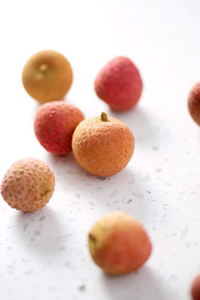 fresh lychee on white background