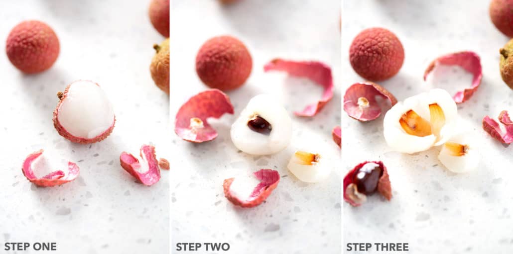 step-by-step pictures of how to eat lychee