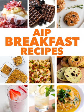 collage of aip breakfast recipes round up