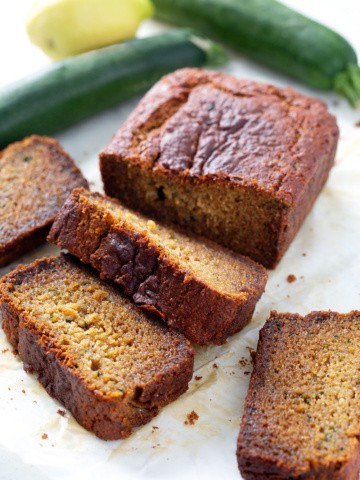 slices of aip zucchini bread with lemon and zucchini