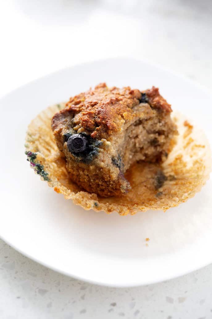 AIP Blueberry Muffin with bite taken out of it