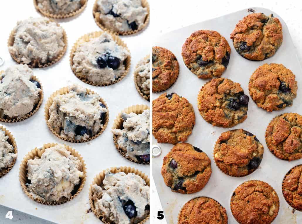 step by step photo instructions for how to make AIP Blueberry Muffins