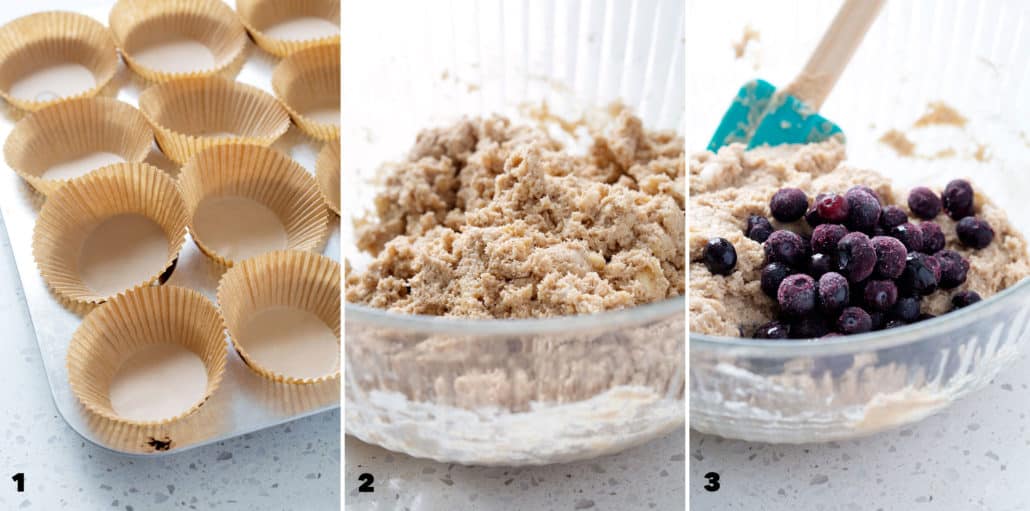 step by step photo instructions of how to make aip blueberry muffins