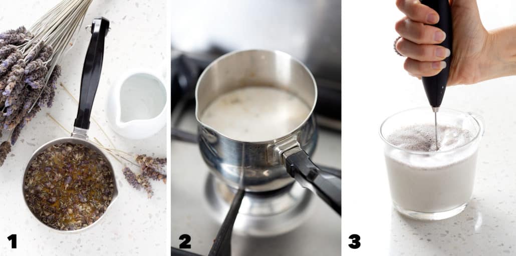 step by step photos of how to make lavender milk tea