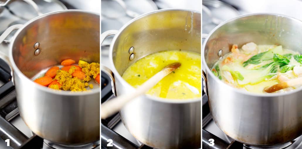 step by step photo instructions for making AIP Coconut Milk Curry Soup