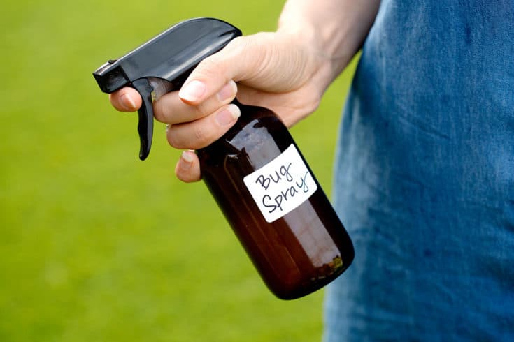 holding a dark amber glass spray bottle with the words bud spray