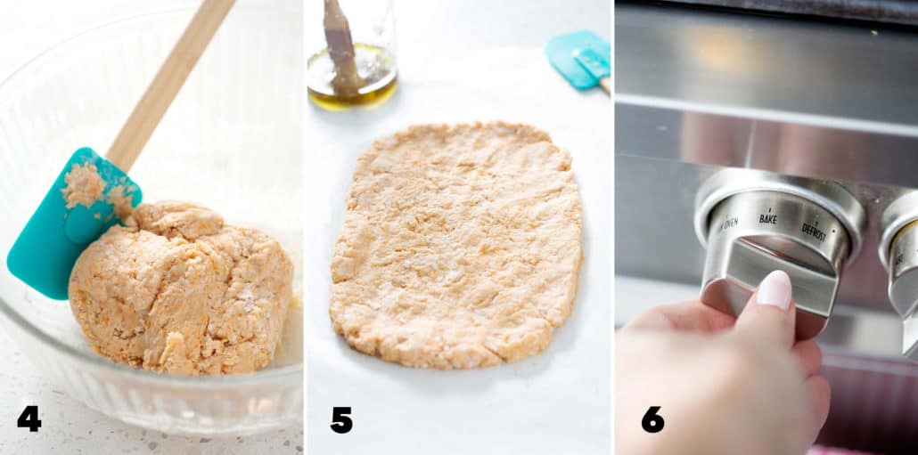 step 4, 5 and 6 for making AIP Focaccia Bread
