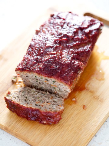 AIP meatloaf covered in AIP Ketchup