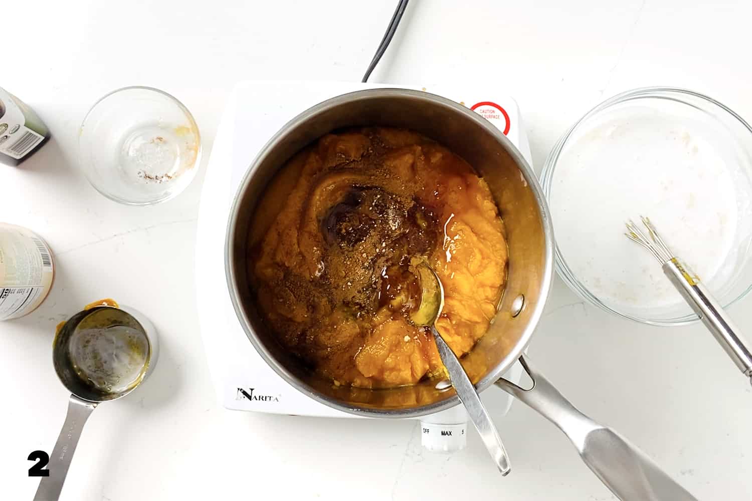ingredients for Paleo Pumpkin Pudding in saucepan