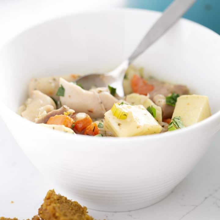 Super Easy Dairy Free Dutch Oven Chicken Pot Pie without Crust (AIP