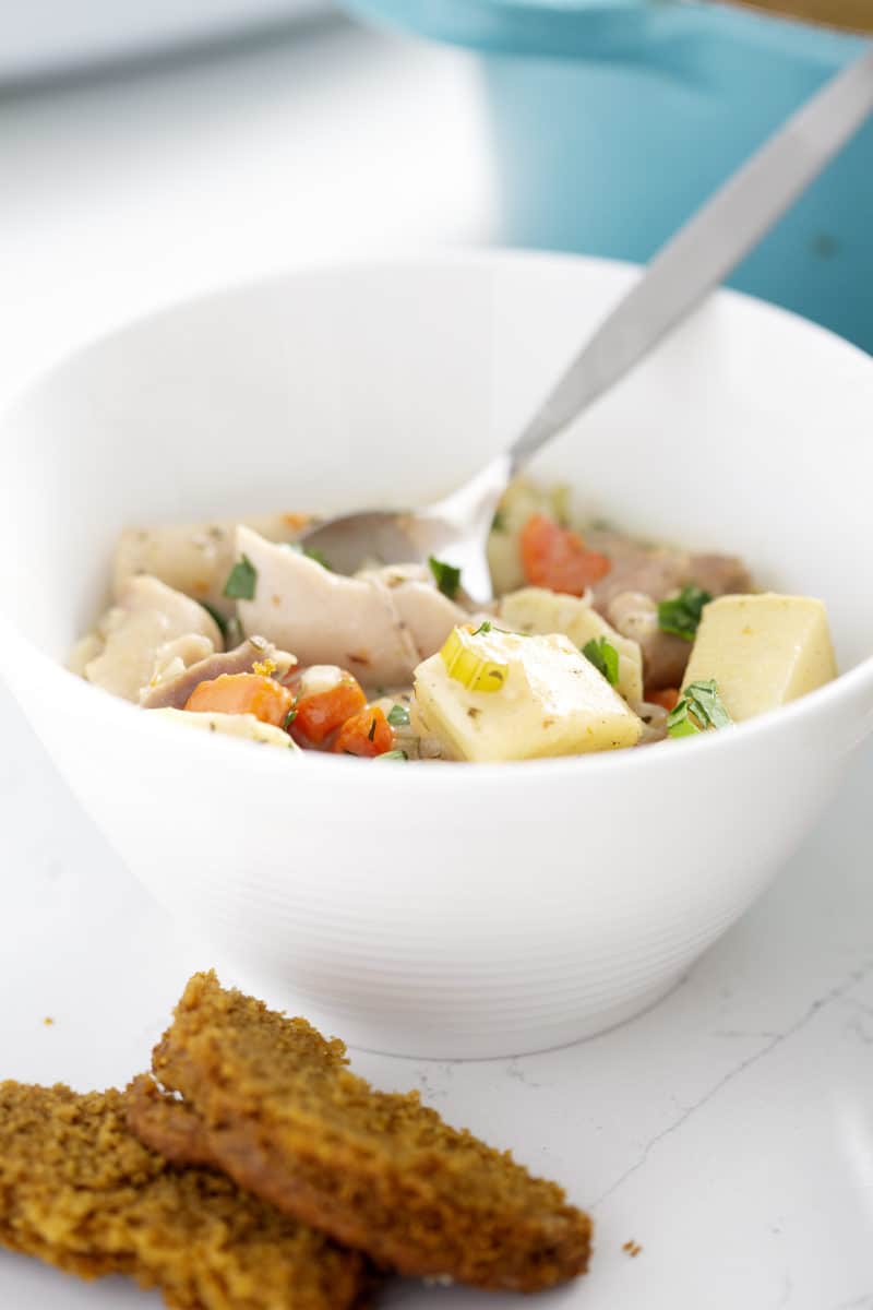 Super Easy Dairy Free Dutch Oven Chicken Pot Pie without Crust (AIP